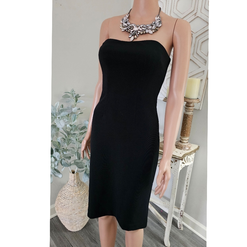 NWT Banana Republic Black Strapless Knee Length Bodycon Petite Dress
